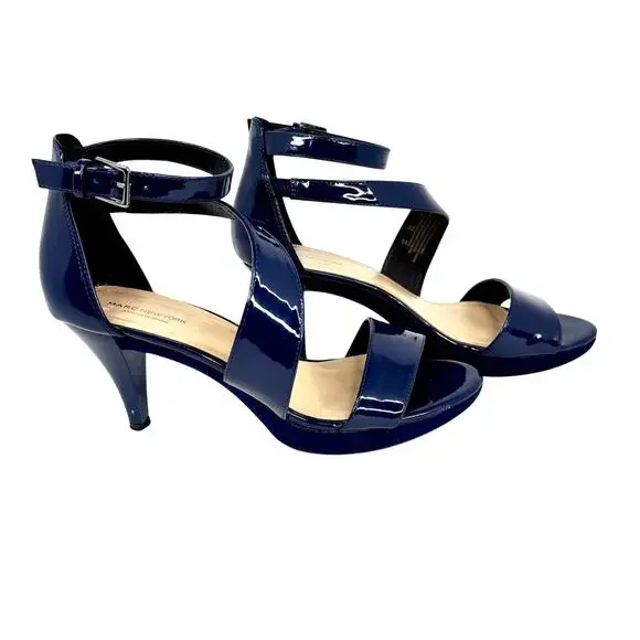 Marc NY Andrew Marc Navy Patent Heels Size 9 - Picture 3 of 7